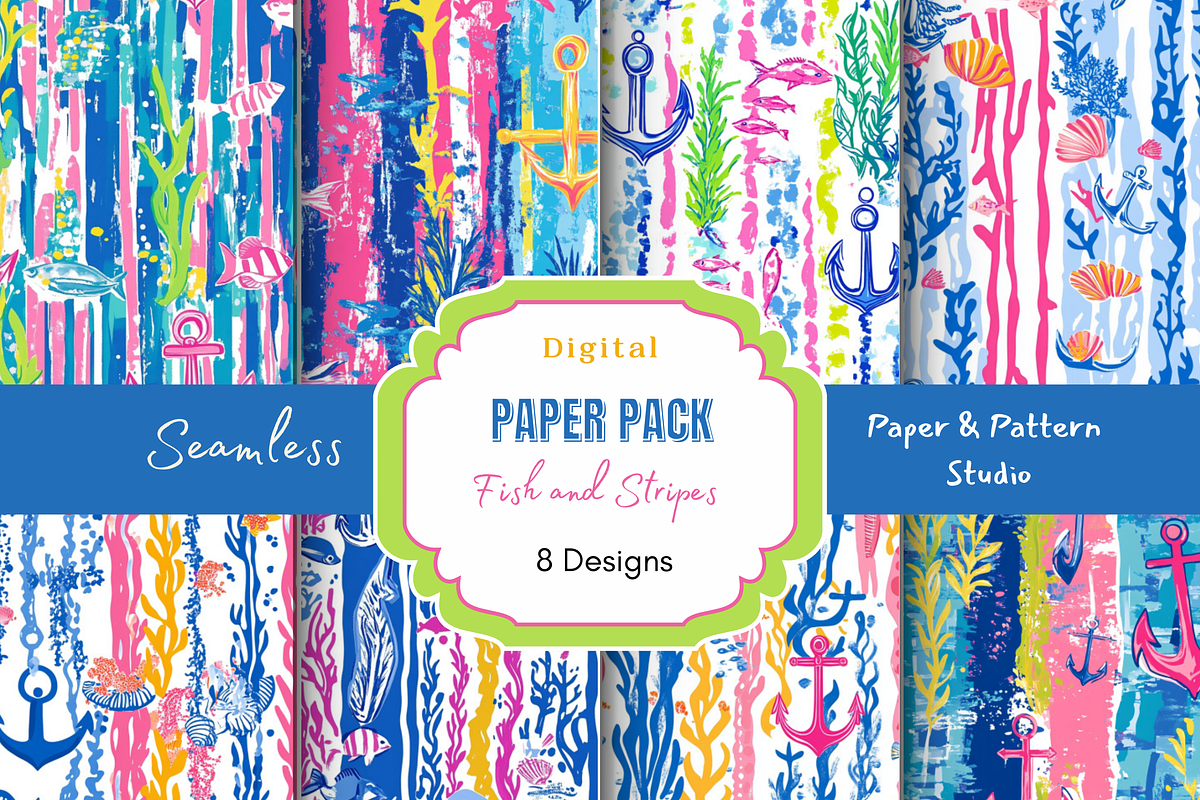 Fish with Stripes Seamless Pattern, a Pattern Graphic by Paper & Pattern Studio (Photo 10 of 11)