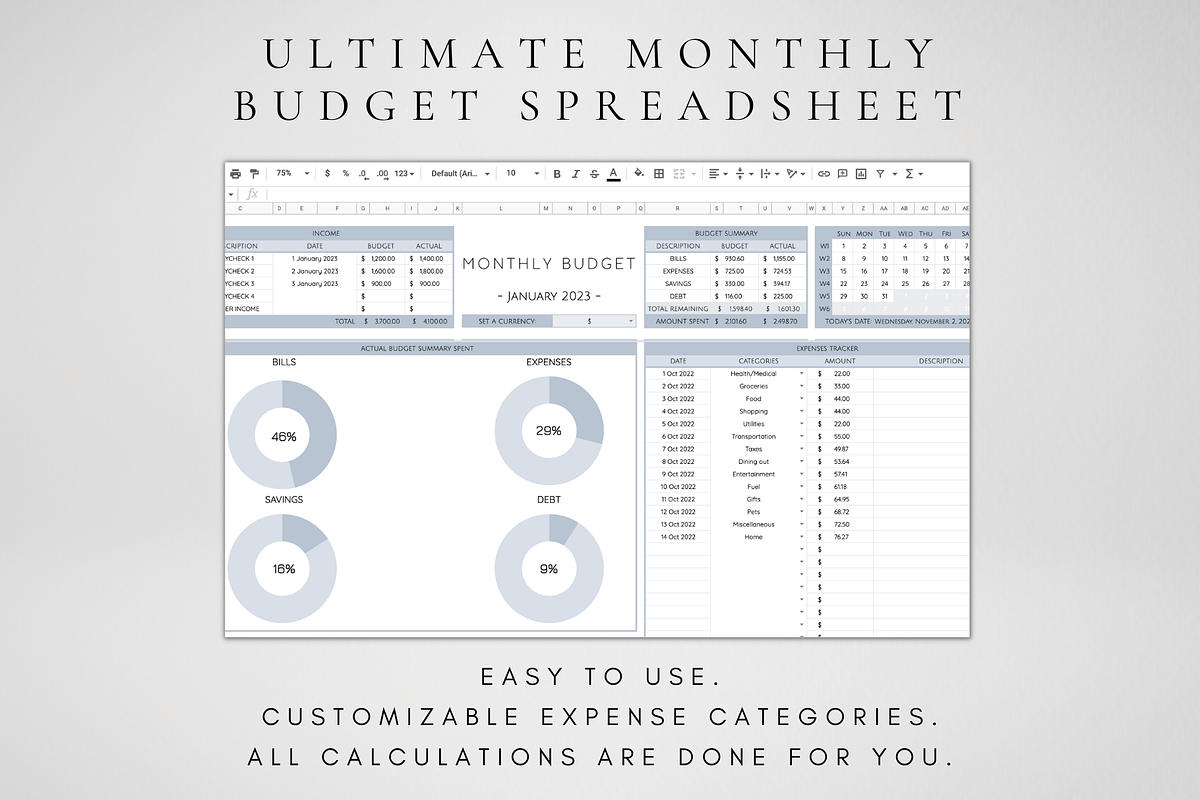 Ultimate Monthly Budget Tracker, a Templates & Theme by BRANDcontent (Photo 2 of 7)