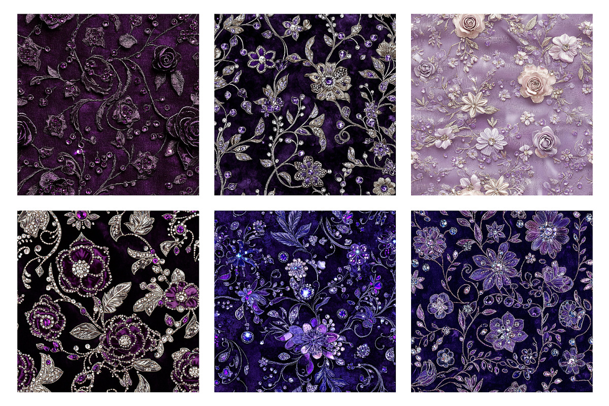 Purple Rhinestone Embroidered Velvet, a Texture Graphic by Dream Creation (Photo 3 of 5)