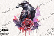 Watercolor Gothic Raven Clipart, an Animal Illustration by TanuschArts (Thumbnail 5 of 5)
