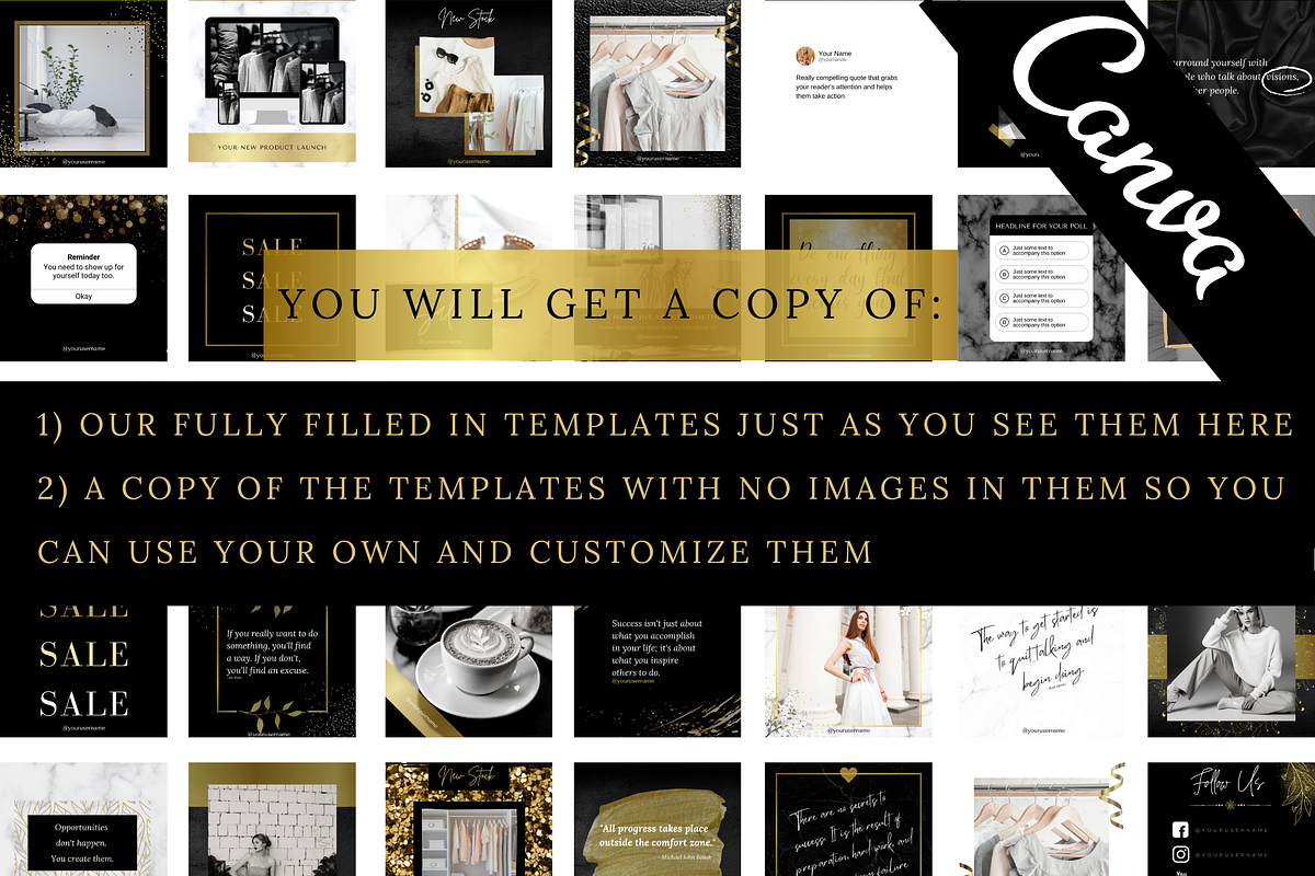 Black and Gold Luxury Templates Canva