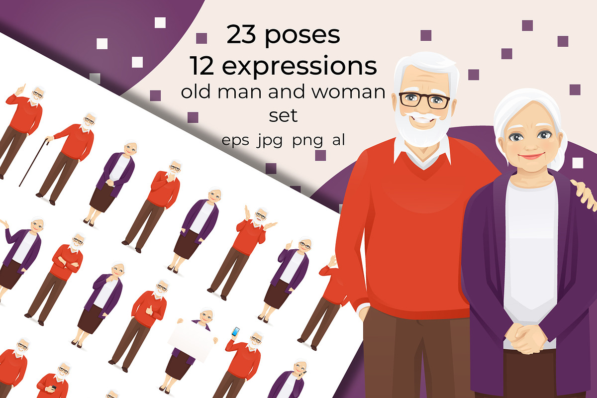 Senior man and woman bundle, a Person Illustration by Volha Hlinskaya (Photo 1 of 5)