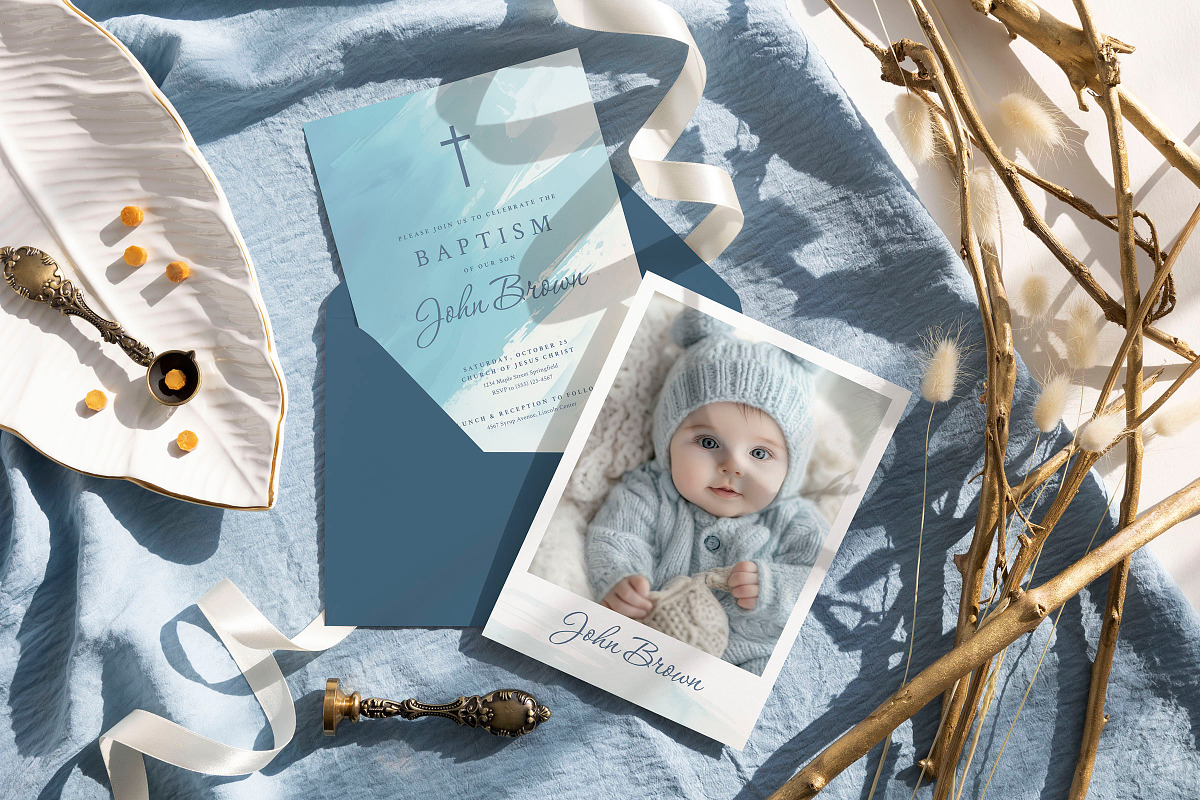 Grace - Baptism Invitation, an Invitation Template by CinderHeart Designs (Photo 1 of 3)