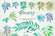 Watercolor Greenery, a Texture Illustration by Graphobia (Thumbnail 3 of 9)