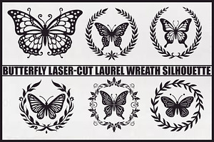 Butterfly Laurel Wreath Set, an Illustration by BIPLOB EXPERT