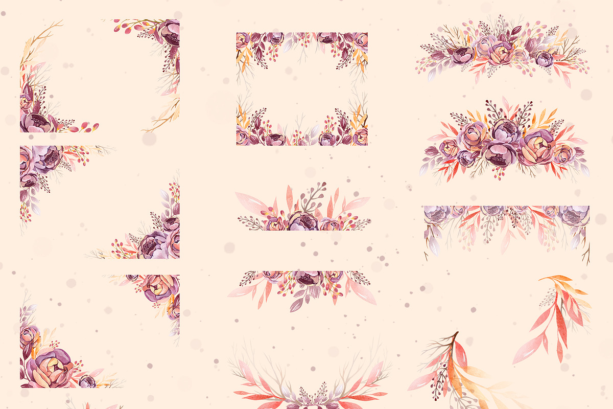 Autumn Floral Watercolor Clipart, a Decorative Illustration by LenArt (Photo 6 of 18)