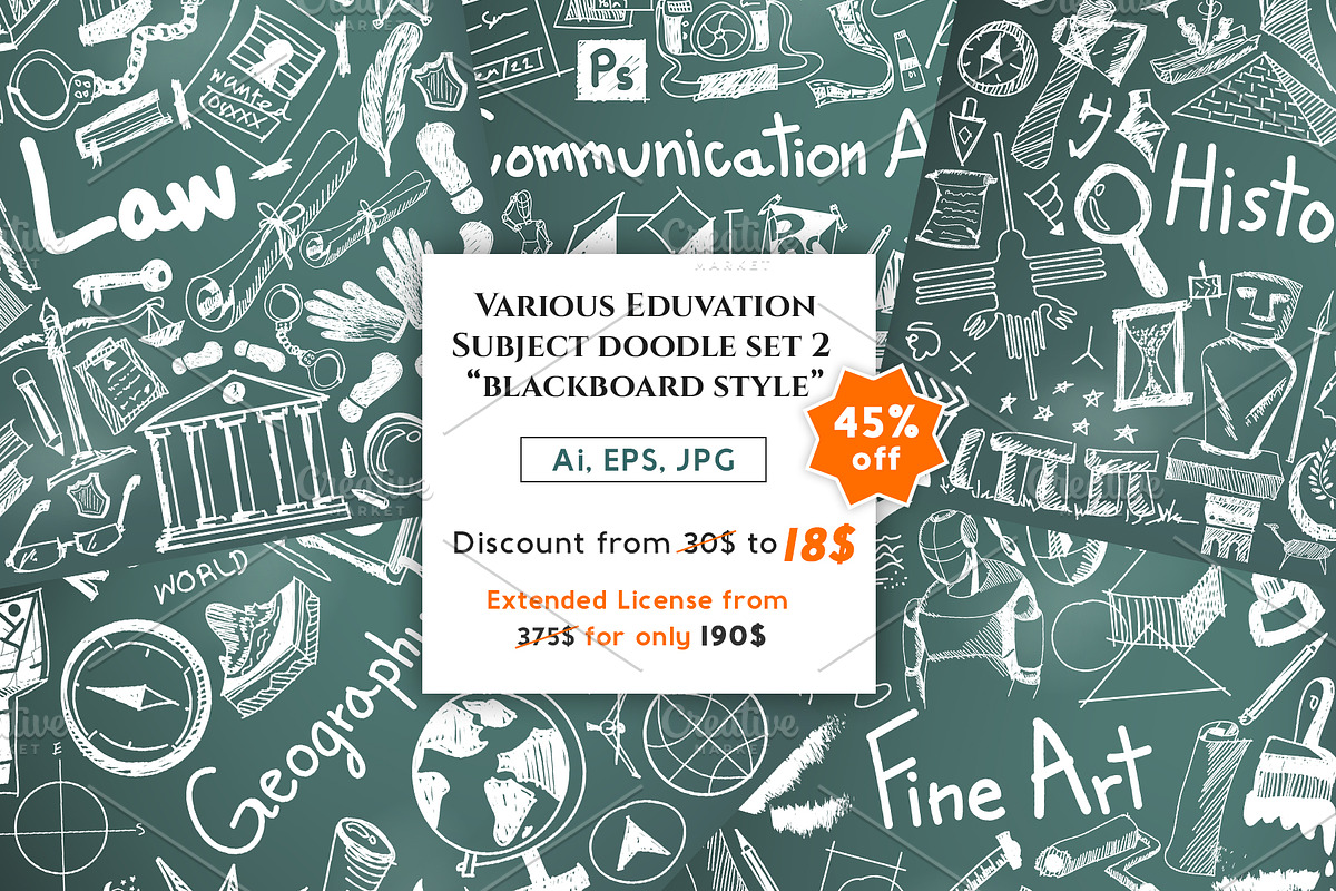 Blackboard education doodle pack (2), an Icon by Crytal Home Graphics (Photo 1 of 4)