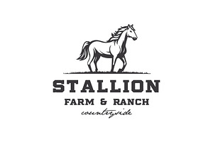 Horse Western Ranch Farm Logo