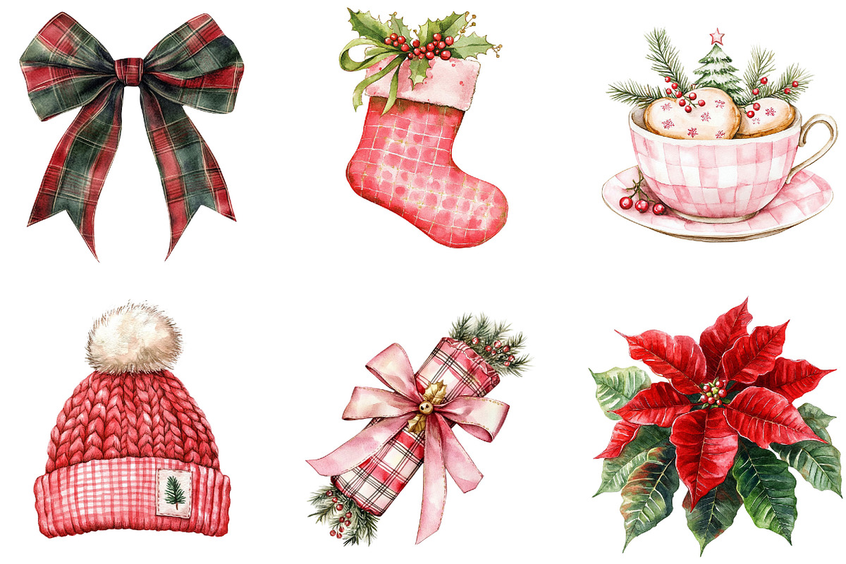 Preppy Christmas Clipart Set PNG, a Seasonal Illustration by Designking (Photo 3 of 4)