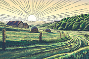 Rural landscape with village, a Food Illustration by Countryside life (Thumbnail 5 of 7)