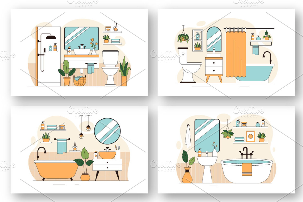 10 Modern Bathroom Interior, a Decorative Illustration by denayunebgt (Photo 2 of 4)
