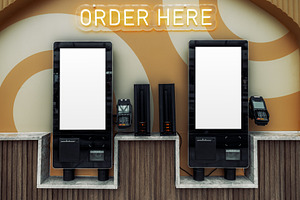 Dual Food Ordering Kiosk Mockup, a Business Photo by SkyNext