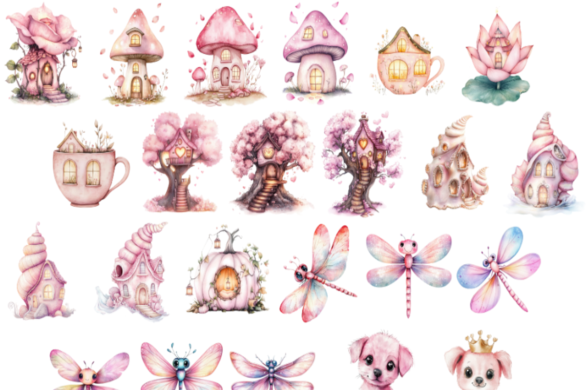 Fairy Watercolor Clipart Bundle, a Person Illustration by PrintablesByFranklyn (Photo 6 of 8)