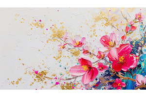 Floral Oil Painting With Gold Foil