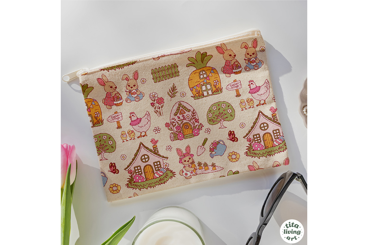 Easter Village Seamless Pattern, a Seasonal Illustration by TitaLivingArt (Photo 10 of 13)