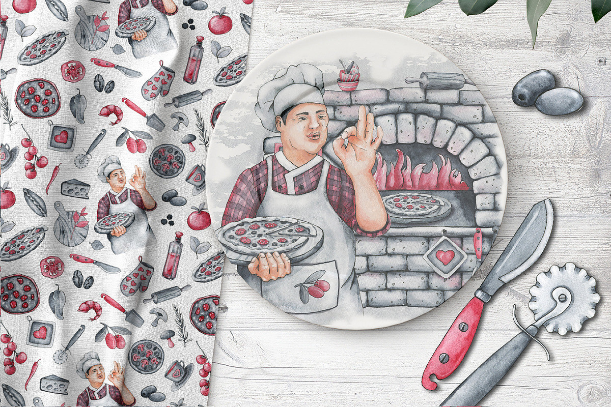 Chef cook, food, digital paper, a Pattern Graphic by Artmanata (Photo 9 of 10)