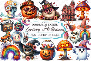 Groovy Halloween Day Clipart, a Graphic by designcity5
