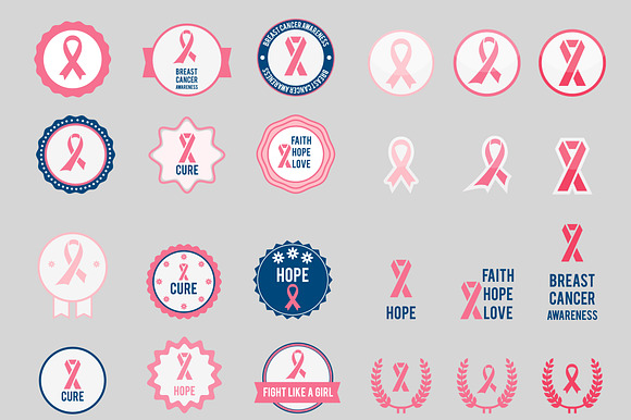 Breast Cancer Set Of Stickers
