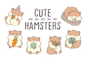 Cute Cartoon Hamster, Kawaii Hamster, an Animal Illustration by ArtVarStudio (Thumbnail 1 of 3)