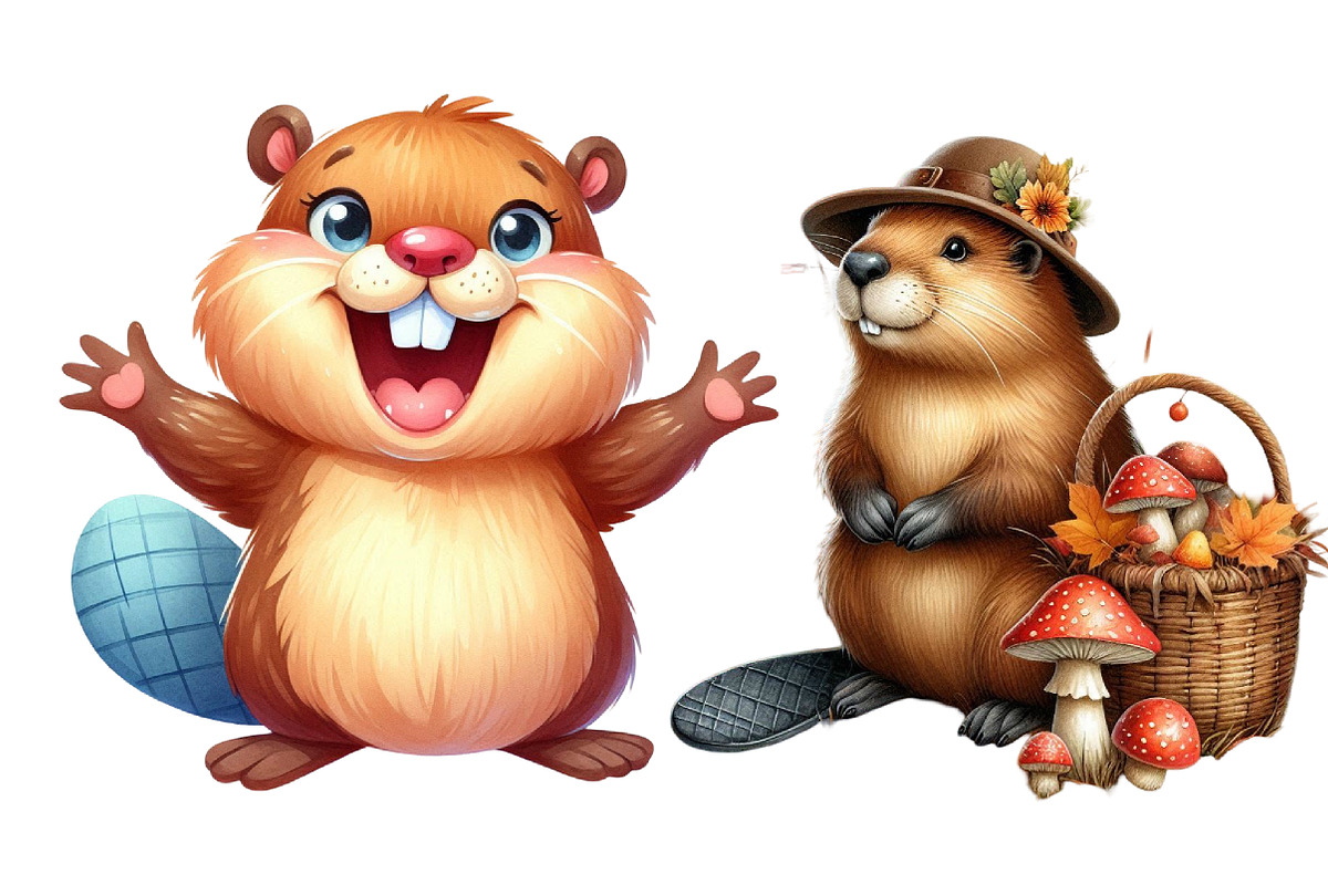 Cute Beaver Woodland Animals Clipart, an Illustration by DreamArtGraphic (Photo 4 of 6)