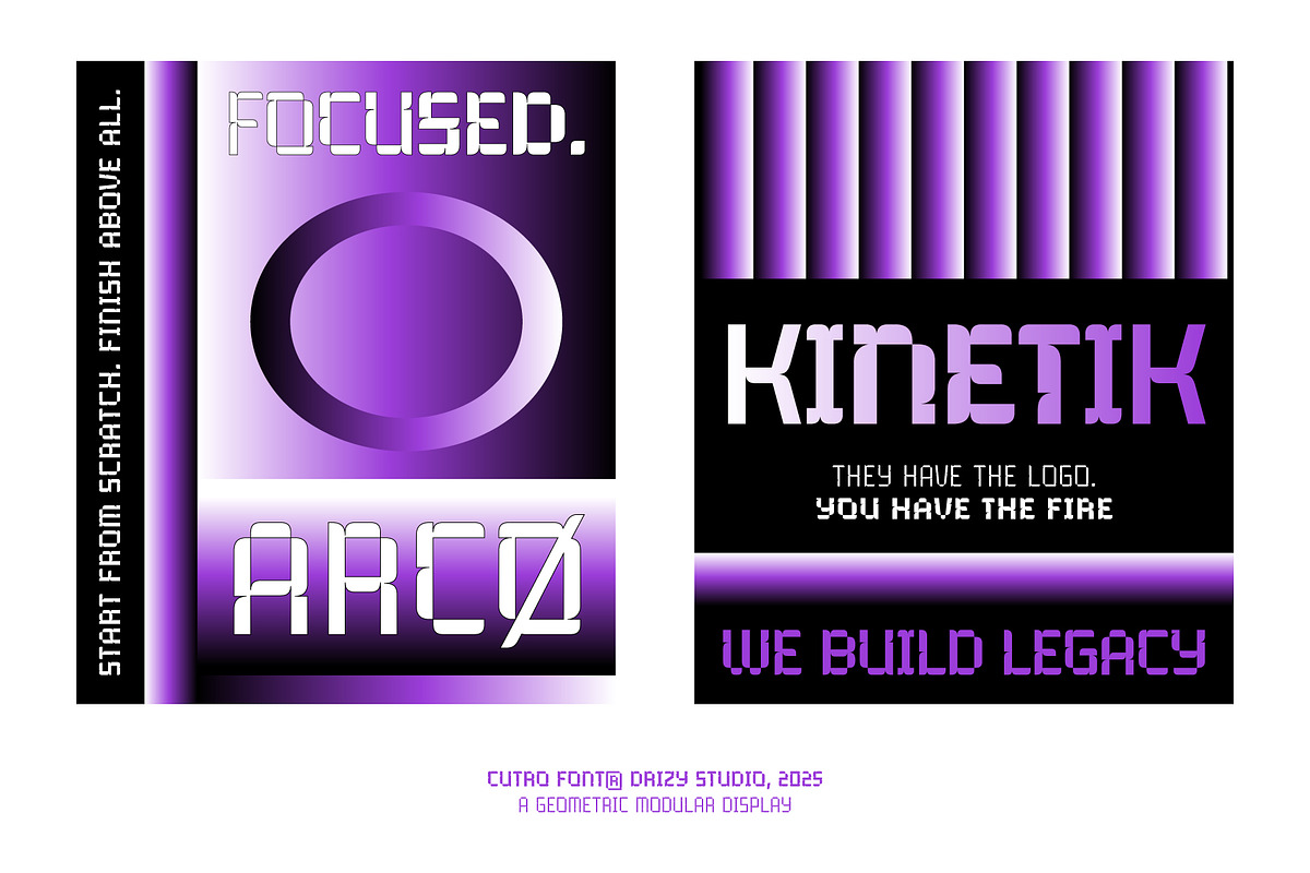 Cutro – Geometric Modular Display, a Sans Serif Font by Drizy (Photo 6 of 10)