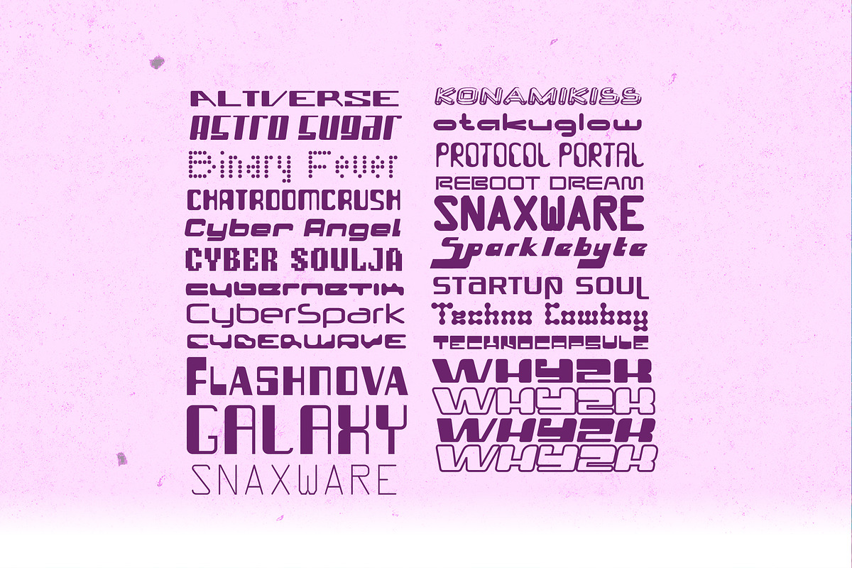 Y2K Font Bundle - 25 Aesthetic Fonts, a Sans Serif Font by HipFonts (Photo 2 of 9)