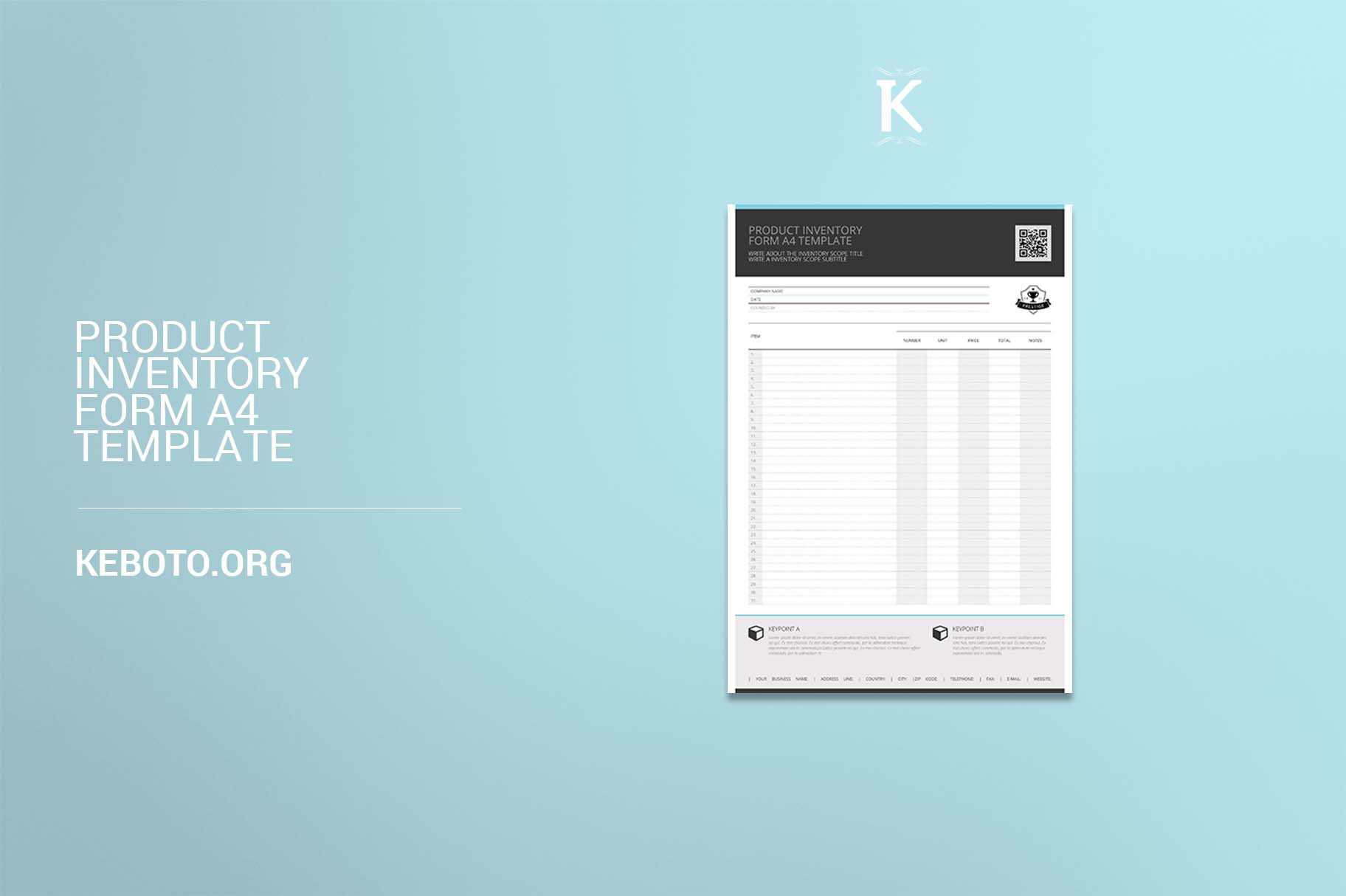 Product Inventory Form A4 Template, a Templates & Theme by Keboto