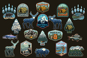 64 Retro Camping badges, a Branding & Logo Template by DGIM studio (Thumbnail 4 of 7)