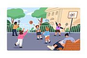 Happy kids playing on playground set, a Person Illustration by PaperTrident (Thumbnail 3 of 5)