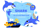 10 Shark Awareness Day Illustration, an Animal Illustration by denayunebgt (Thumbnail 1 of 4)