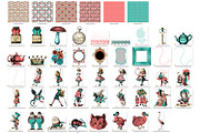 Coral & Turquoise Alice Graphics, an Illustration by Digital Curio (Thumbnail 4 of 4)