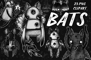 Bats - set of 23 PNG by TImianwolf