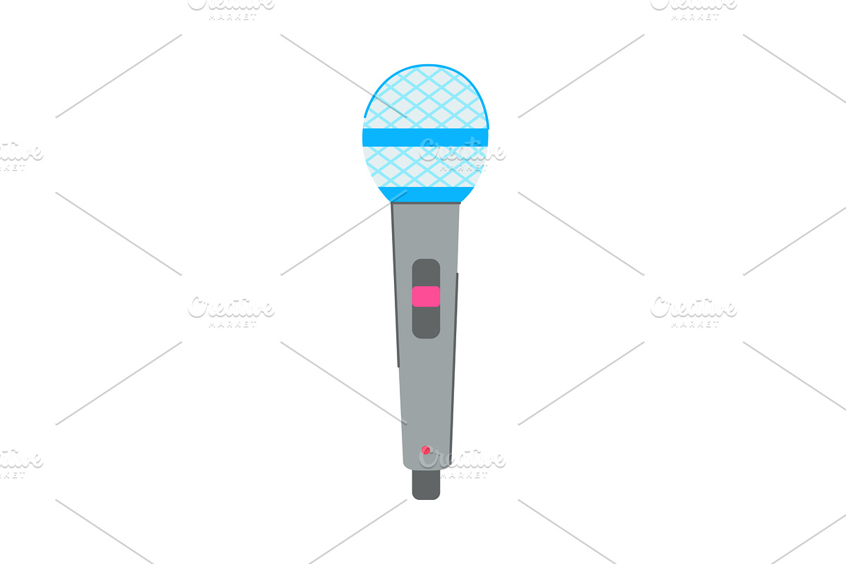 karaoke microphone music cartoon, an Illustration by pikepicture