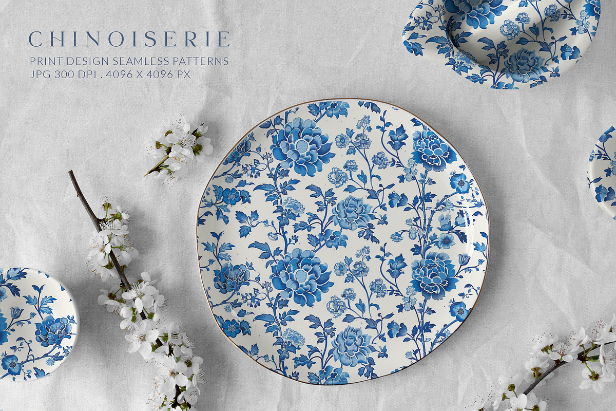 Chinoiserie Seamless Patterns, a Pattern Graphic by Olya Creative (Photo 6 of 19)
