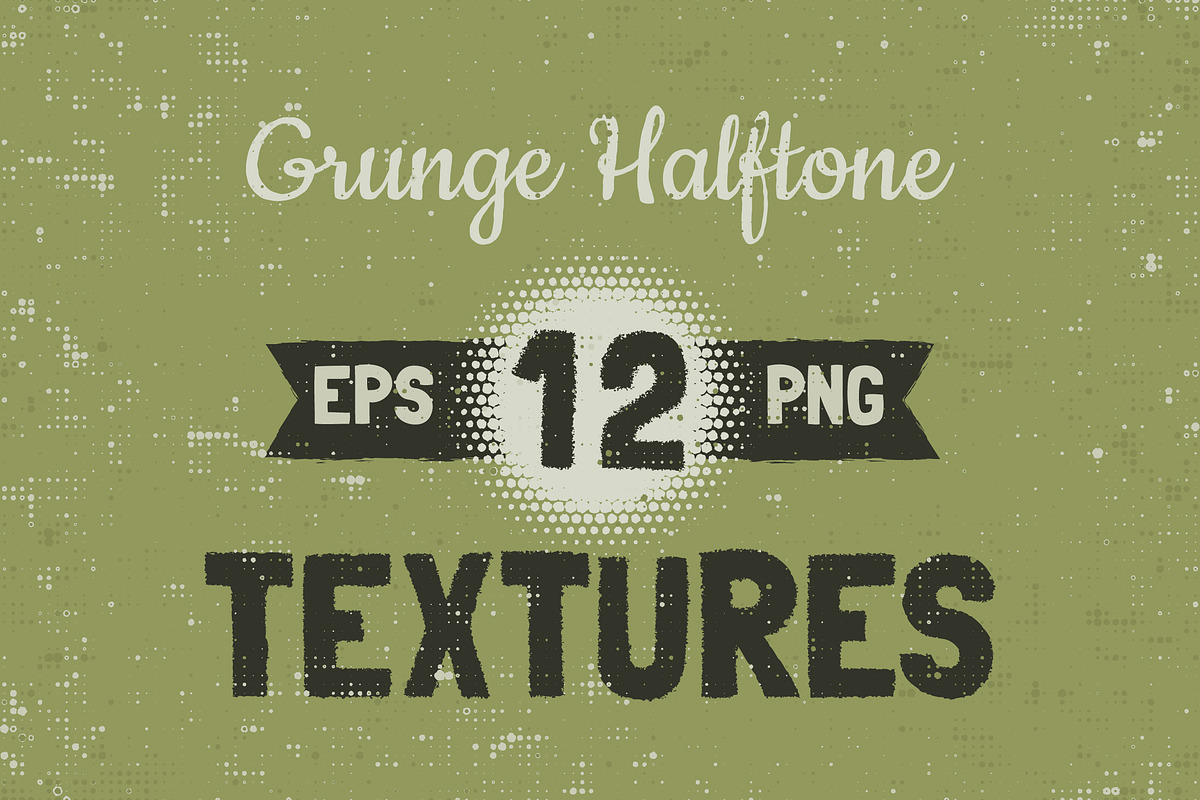 12 Grunge Halftone Textures, a Texture Graphic by rwgusev (Photo 1 of 7)