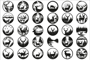 Beautiful deer forest circle art, an Illustration by Amazin_art
