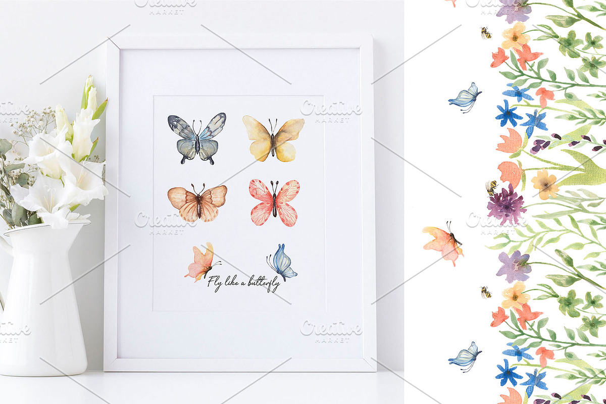Watercolor Wildflower & Butterfly, a Decorative Illustration by MayaNavits (Photo 5 of 8)