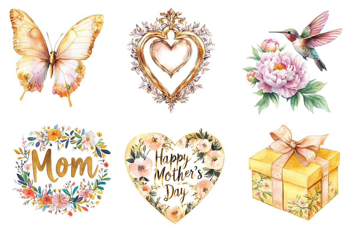 Golden Mother's Day Clipart, an Illustration by CreationArt (Photo 4 of 5)