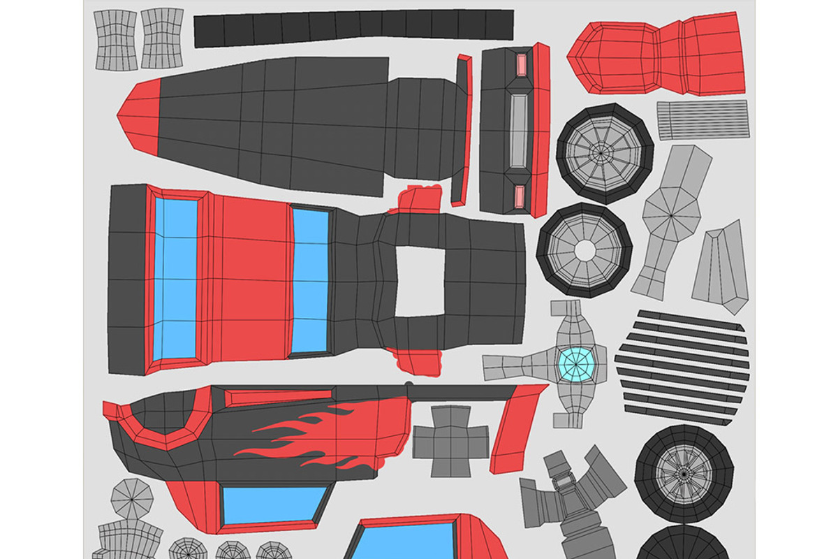 Cartoon Hot Rod Racing Car Low Poly, a Cars & Vehicle 3D Model by Low Poly Lab (Photo 7 of 7)