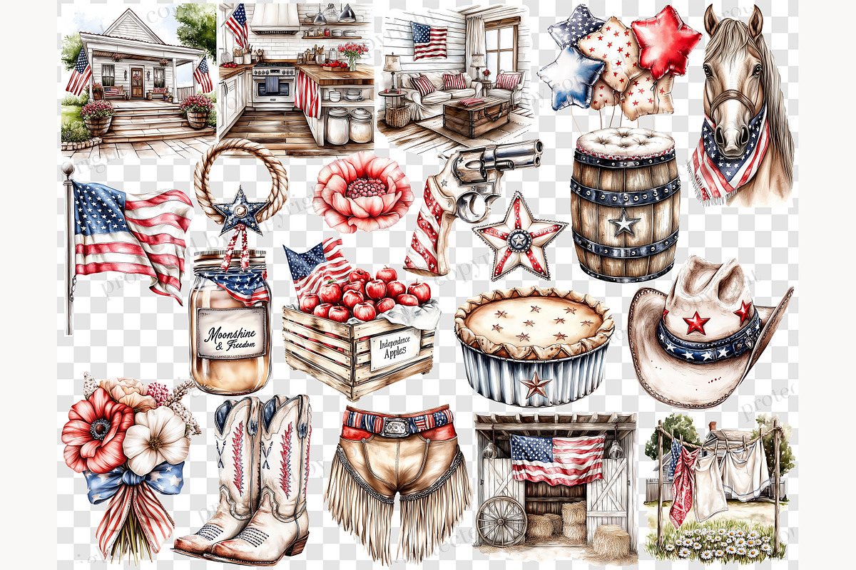 Patriotic 4th of July Clipart, a Person Illustration by GlamArtZhanna (Photo 6 of 8)