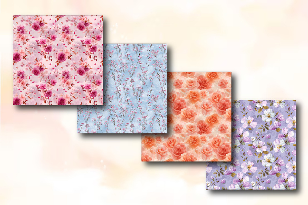 Blossoming Valentine Florals Pattern, a Texture Illustration by RobertsArt (Photo 4 of 5)
