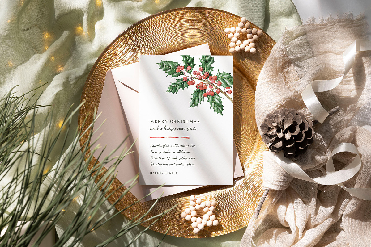 Holly - Christmas & New Year Card, an Invitation Template by CinderHeart Designs (Photo 1 of 4)