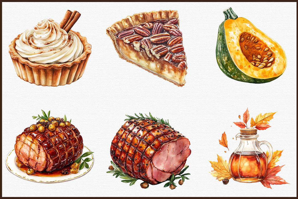 Watercolor Thanksgiving Food Clipart, an Illustration by Sublimation Artist (Photo 3 of 6)