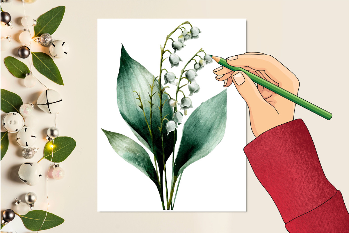 Lily of valley clipart, Flowers, an Illustration by DreamCafeArt (Photo 5 of 7)