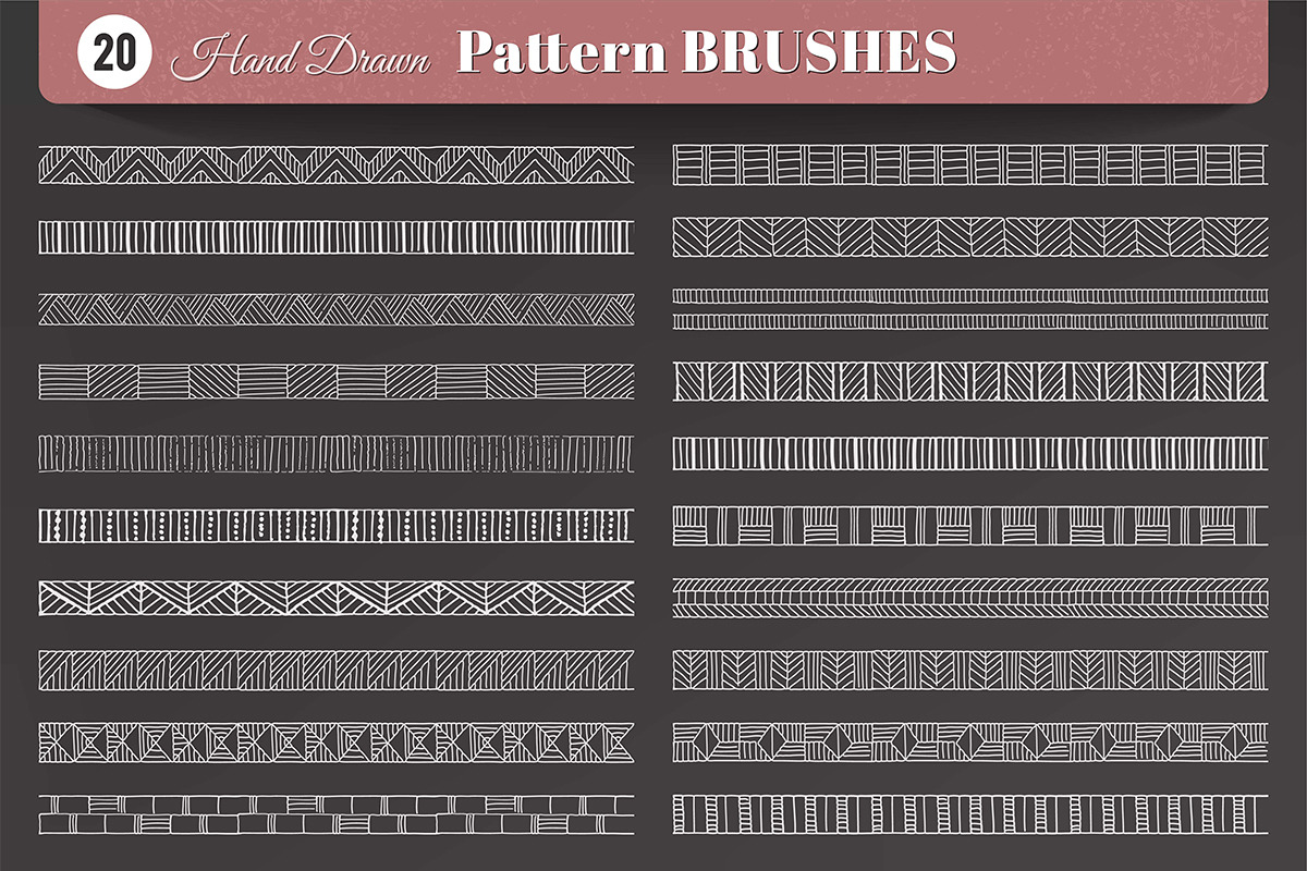 20 Geometric Pattern Brushes, a Brush Add-On by Solana (Photo 1 of 5)