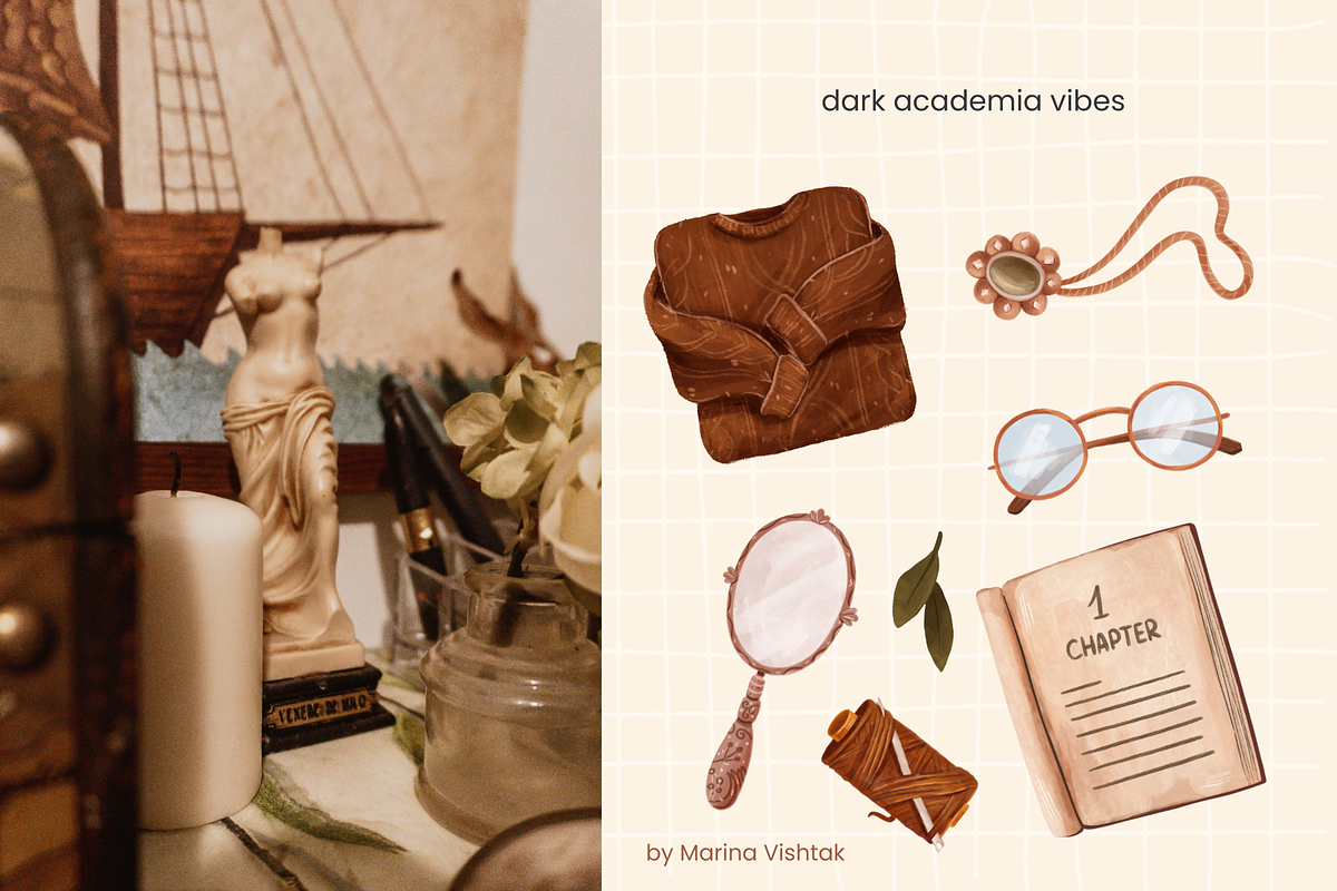 Vintage Girl Clipart. Dark Academia, an Illustration by Heartwarming Art (Photo 2 of 10)