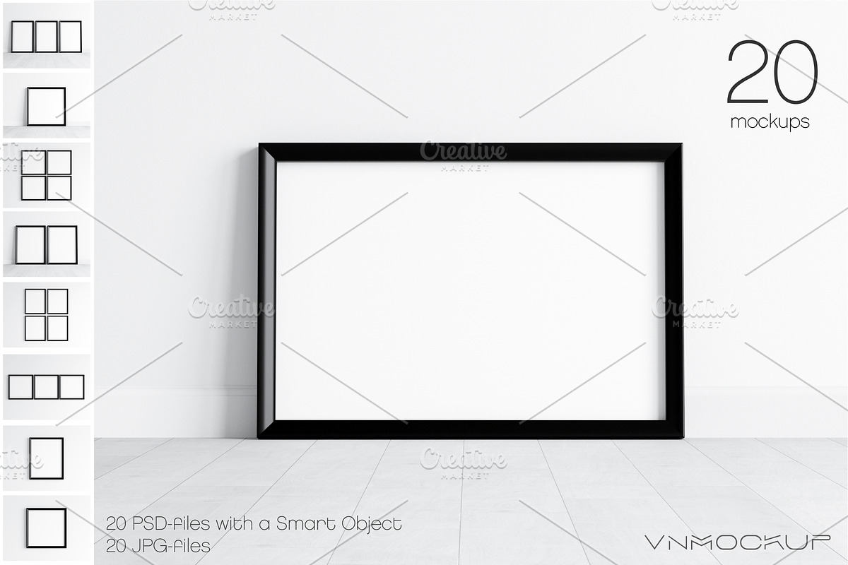 Black Frames Bundle - 20 Mockups, a Print Template by VNmockup (Photo 1 of 9)