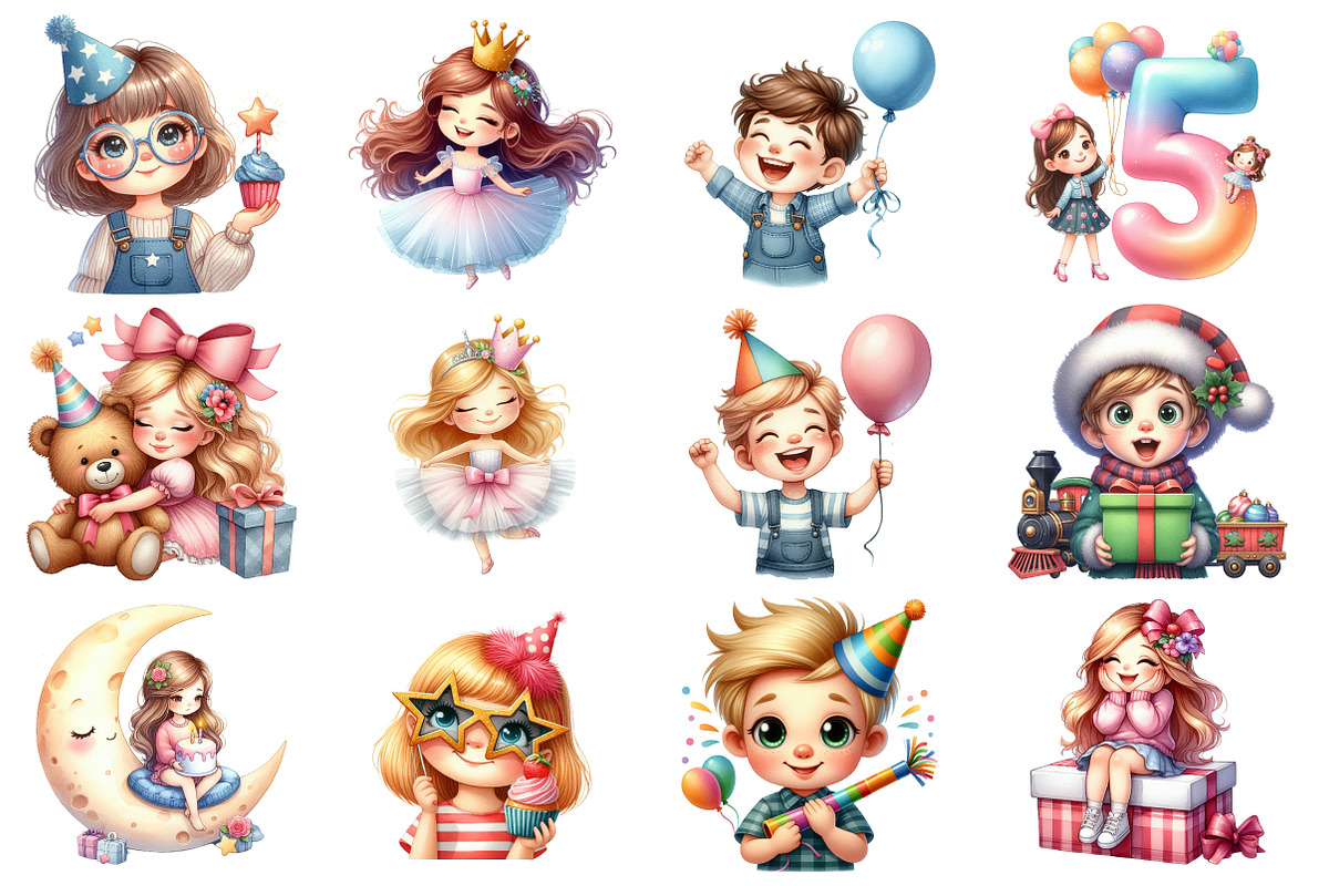 Little Boy and Girl Birthday, an Illustration by SinaCreation (Photo 2 of 5)