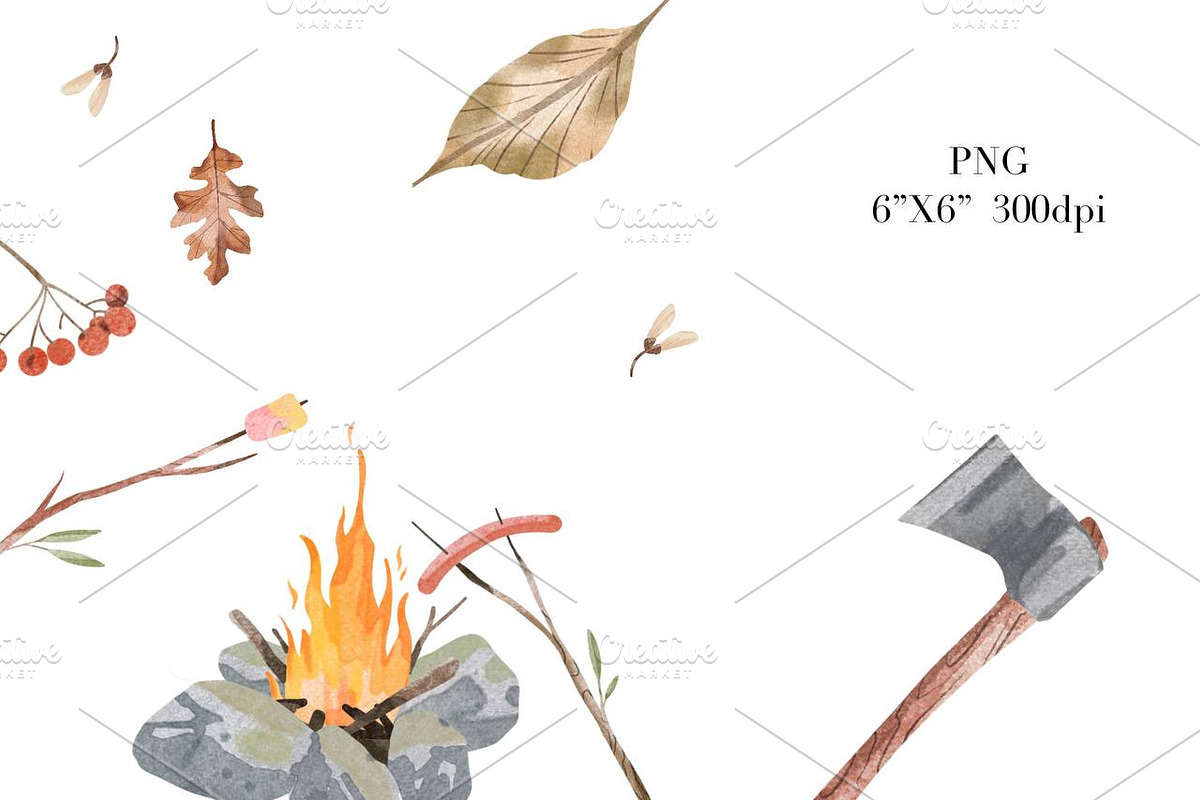 Watercolor Camping Clipart. Forest, an Animal Illustration by NKTKNS (Photo 5 of 5)