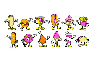 Vector Cartoon Fast Food Characters